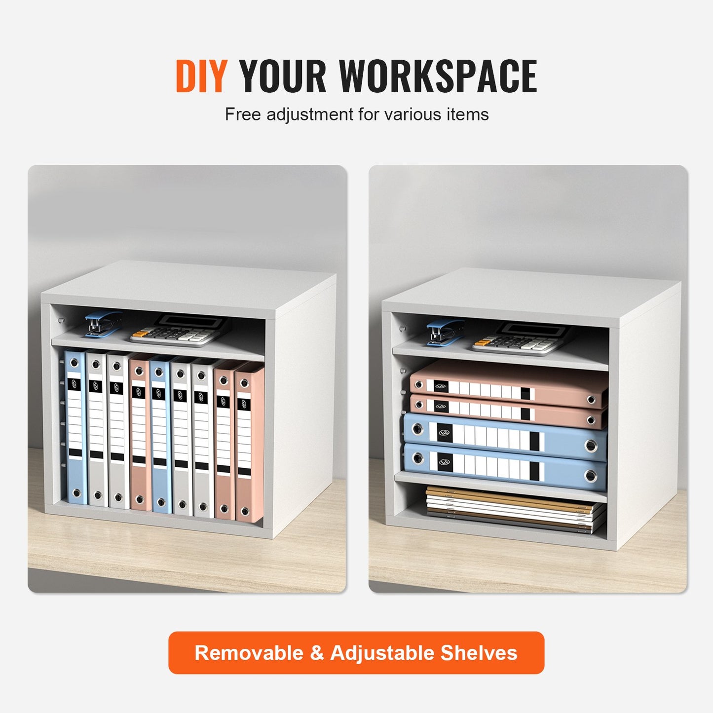 Literature Organizers, 5 Compartments Office Mailbox With Adjustable Shelves, Wood Literature Sorter 13.9x12x13 Inches For Office, Home, Classroom, Mailrooms Organization, EPA Certified, White