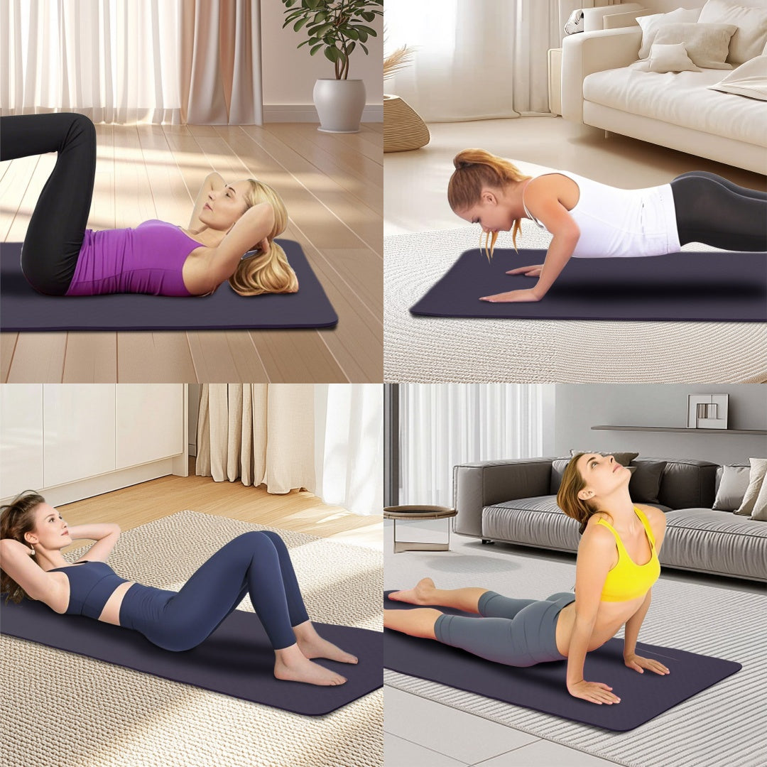 Yoga Mat, Exercise Yoga Mat With Non-Slip Design, Professional TPE Exericise Mat, 72 X 24 Multi-Purpose Workout Mat For Women, Pilates Fitness And Floor Exercises