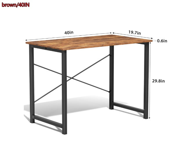 Computer Desk For Home Office, Modern Study Work Table Simple Style For Bedroom, Writing Desks With X-Shaped Reinforcement, Rust