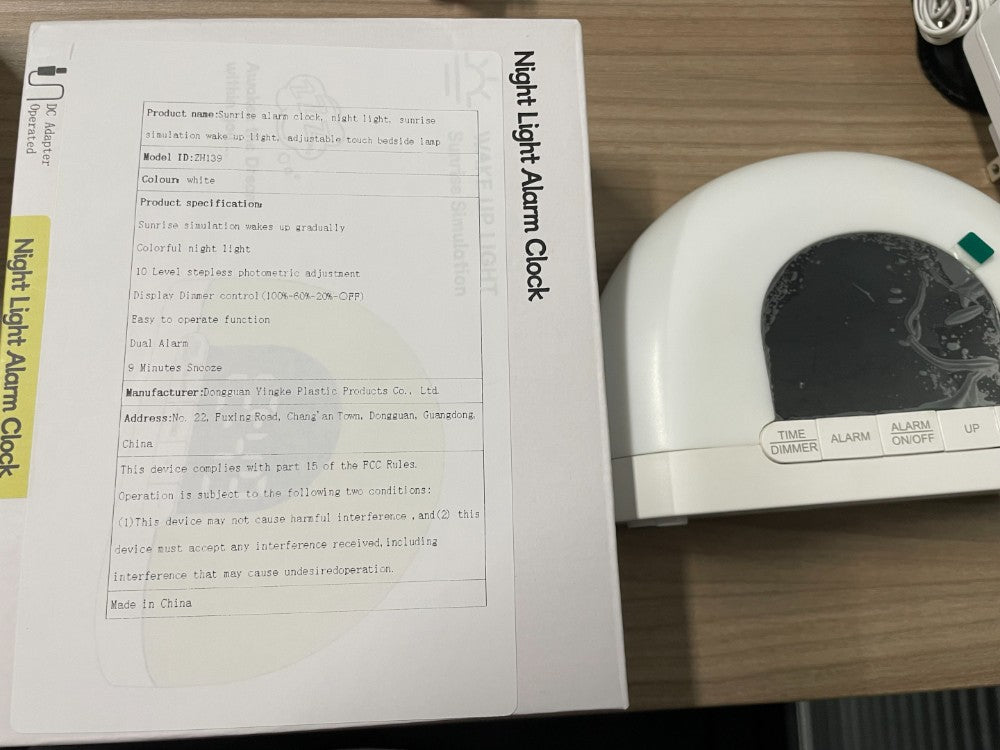 Fashion Design Color Night Light Sunrise Alarm Clock Wake Up Light With Touch Control Half Circle Double Clock Europe White