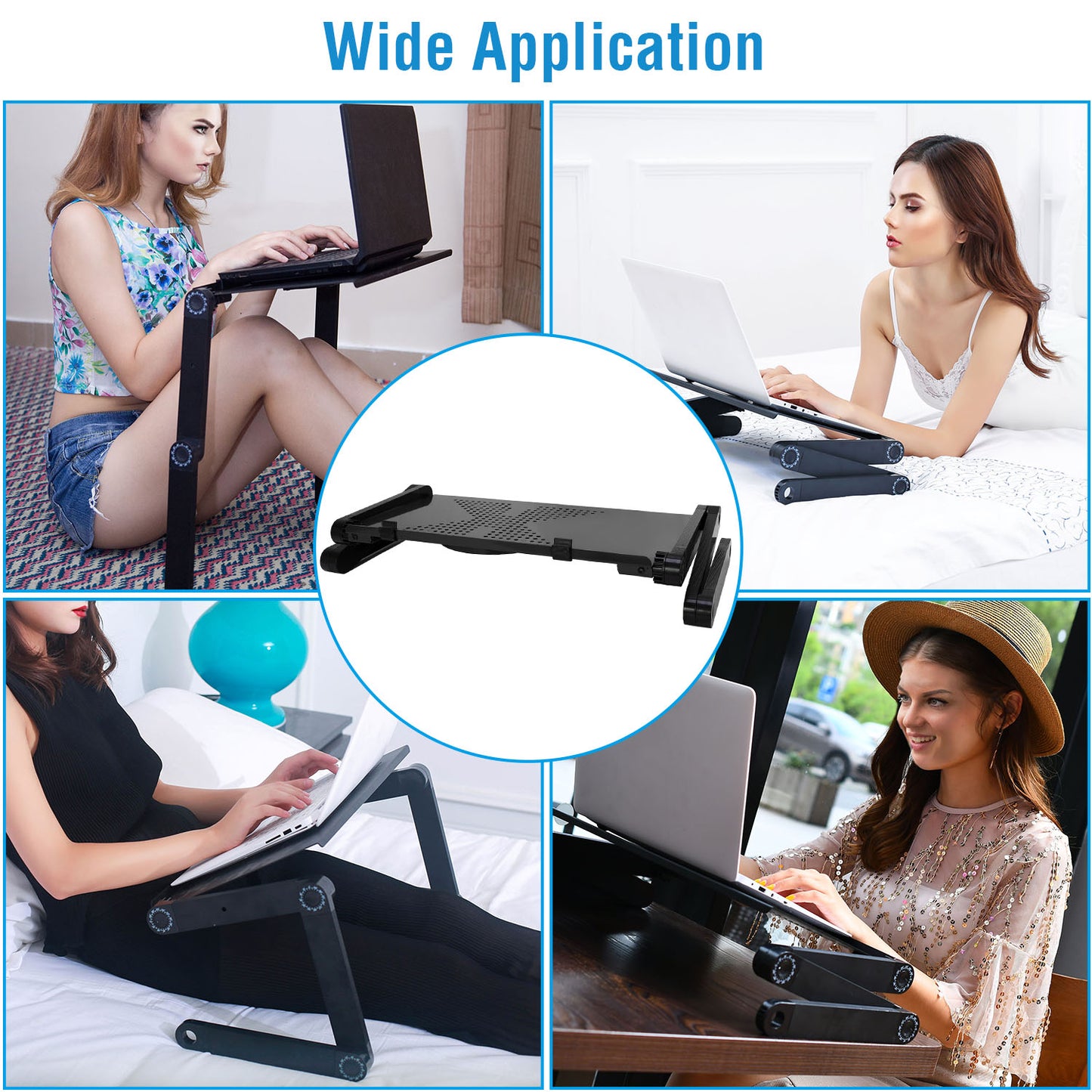 1Pc Foldable Laptop Table Bed Notebook Desk With Mouse Board Aluminum Alloy Breakfast Snacking Tray For Home Office Travel Use