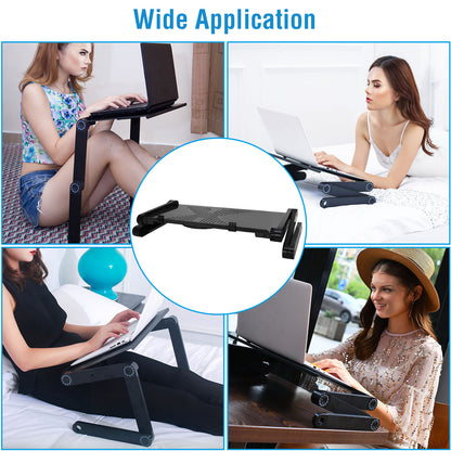 1Pc Foldable Laptop Table Bed Notebook Desk With Mouse Board Aluminum Alloy Breakfast Snacking Tray For Home Office Travel Use
