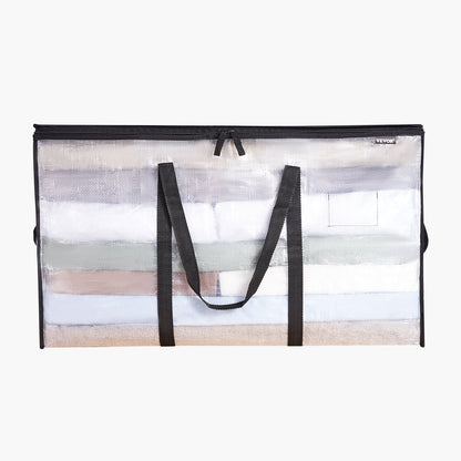 90L Large Storage Bags, 6 Pack Clothes Storage Bins, Foldable Closet Organizers Containers With Reinforced Handle, Plastic Storage Bags For Clothing, Blanket, Comforter, Bed Sheet, And Pillow