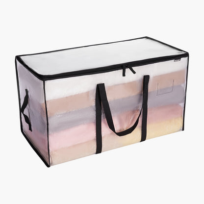 90L Large Storage Bags, 6 Pack Clothes Storage Bins, Foldable Closet Organizers Containers With Reinforced Handle, Plastic Storage Bags For Clothing, Blanket, Comforter, Bed Sheet, And Pillow