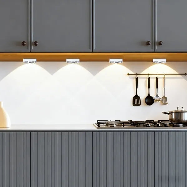 4PCS LED Motion-sensing Bulb, Rechargeable Cabinet Light, Stick-on Wireless LED Night Light, Under Drawers, Shelves, And Cabinets, Warm White, With USB Charging Cable, Equipped With Installation Tools