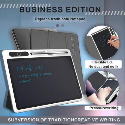 Eye-Friendly Blue-Light Free LCD Writing Tablet, Flip Case Stand Design, One-Clear Erase Portable Paperless Board For Kids Learning & Office Draft