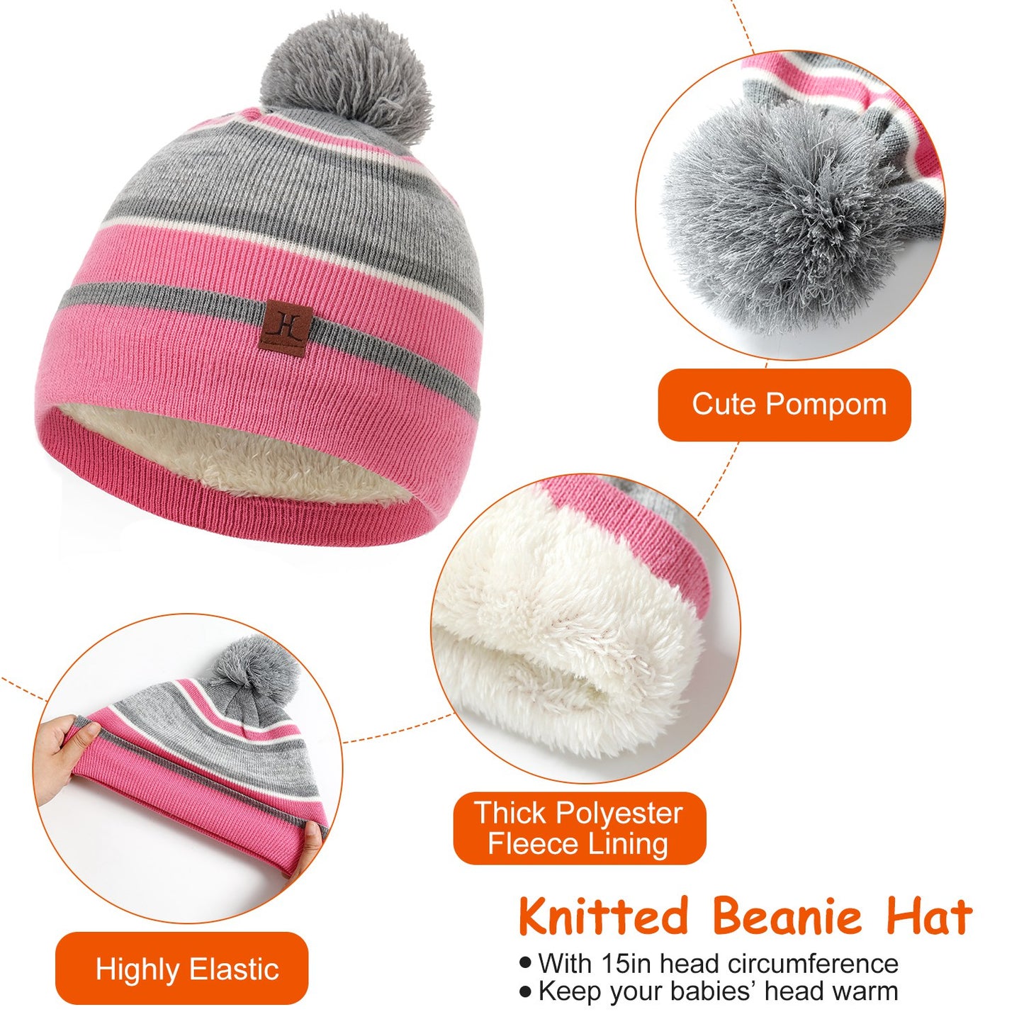 1Set Winter Kids Knitted Hat Scarf Gloves 3Pcs Boys Girls Winter Warm Beanie Hat And Glove Scarf Set Beanie Neck Warmer Mittens For 4- To 7 Years Old Kids