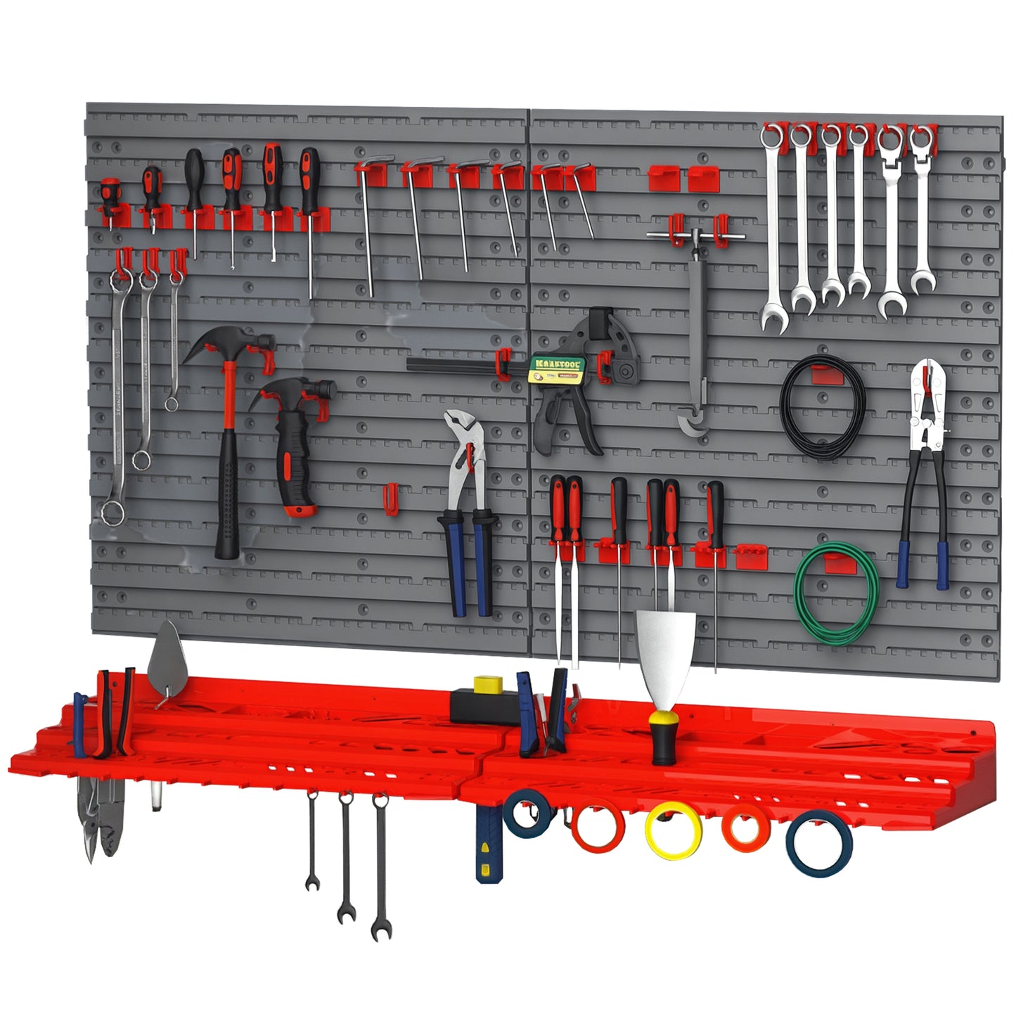 54 Piece Pegboard and Shelf Tool Organizer Wall Mounted DIY Garage Storage with 50 Hooks