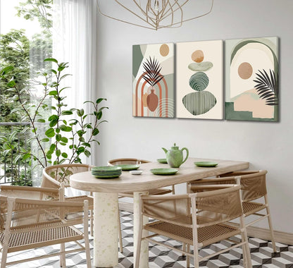 3 Pcs Boho Art Wall Decor Canvas Wall Art  Decor Stretched And Framed Ready To Hang Size 12 X 16in