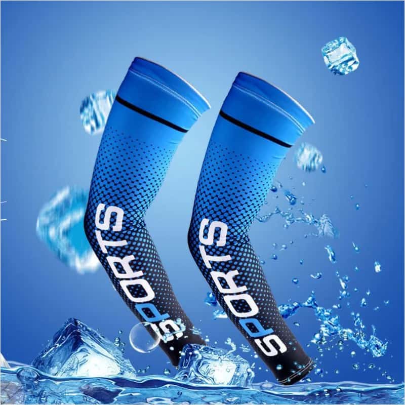 UV Resistant Ice Silk Cooling Set - 1 Pair Arm Sleeves 1 Face Mask Scarf,  Sun Protection For Running, Cycling, Outdoor Sports