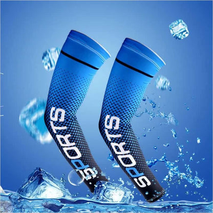UV Resistant Ice Silk Cooling Set - 1 Pair Arm Sleeves 1 Face Mask Scarf,  Sun Protection For Running, Cycling, Outdoor Sports