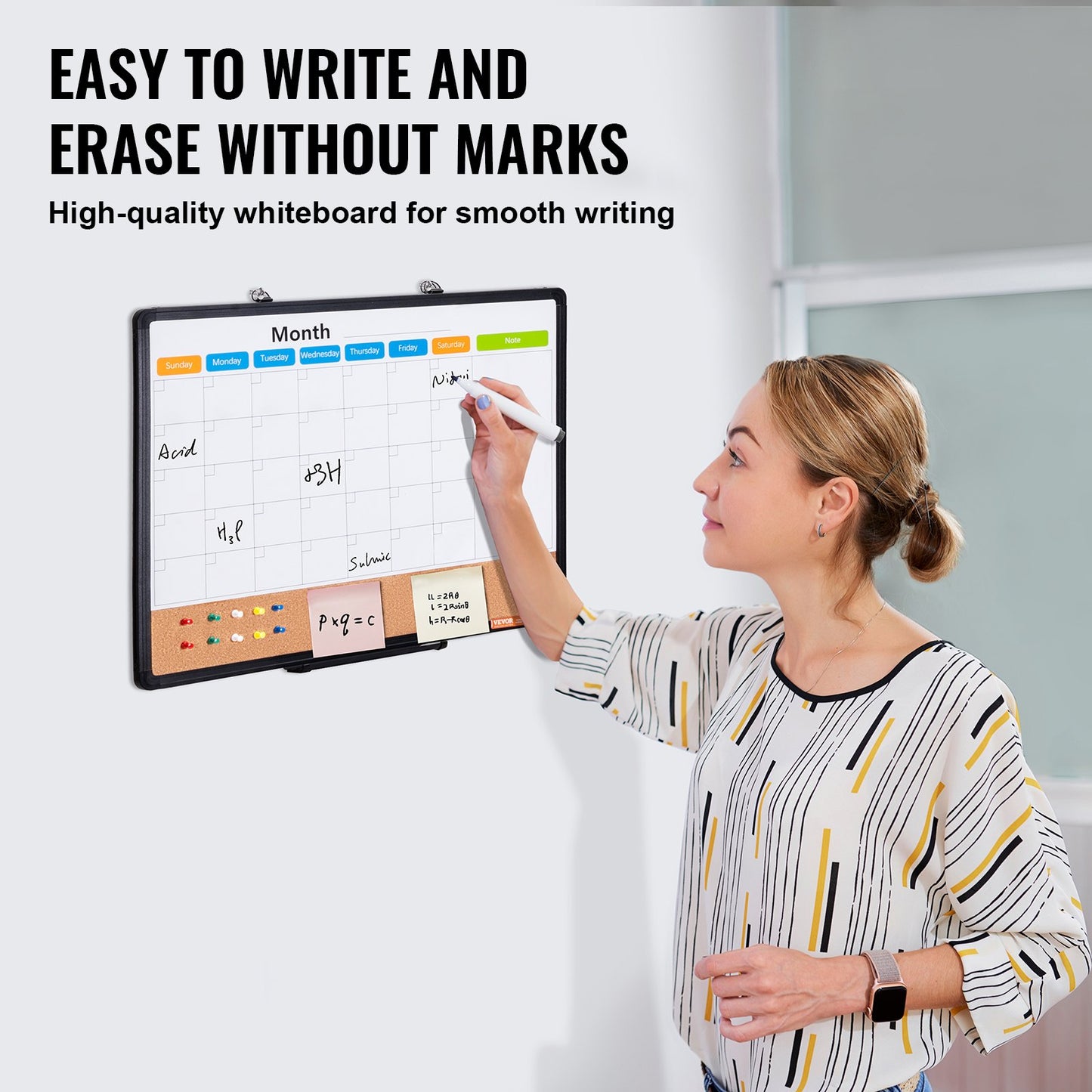 Cork Board For Walls, Double-Sided Cork 24' X 18' Bulletin Board Vision Board, Push Pin Board With Framed For Office Home And School