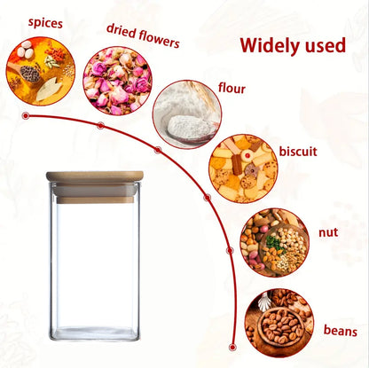 12 Pcs Square Spice Jars With 72 Stickers, Kitchen Pepper Jars For Salt Seasoning, Snacks, Tea, Coffee