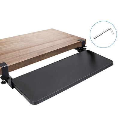 25.59x9.64x0.51in Keyboard Mouse Tray Under Desk Retractable Slide Out Drawer Height Adjustable With C Clamp 55LBS Load