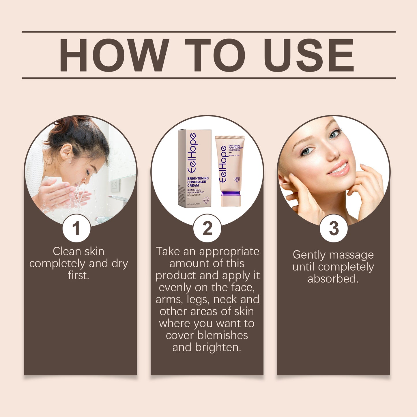 Eelhope Concealer Light Cover Natural, Refreshing And Moisturizing Delicate Nude Makeup Lazy Face Cream