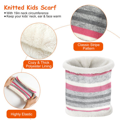 1Set Winter Kids Knitted Hat Scarf Gloves 3Pcs Boys Girls Winter Warm Beanie Hat And Glove Scarf Set Beanie Neck Warmer Mittens For 4- To 7 Years Old Kids