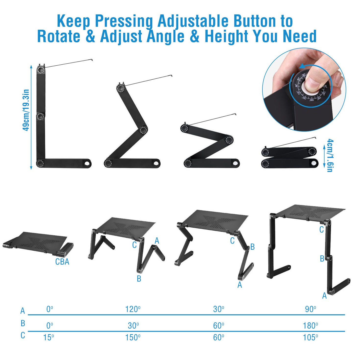 1Pc Foldable Laptop Table Bed Notebook Desk With Mouse Board Aluminum Alloy Breakfast Snacking Tray For Home Office Travel Use