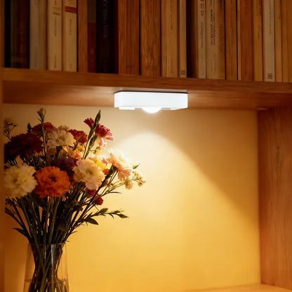 4PCS LED Motion-sensing Bulb, Rechargeable Cabinet Light, Stick-on Wireless LED Night Light, Under Drawers, Shelves, And Cabinets, Warm White, With USB Charging Cable, Equipped With Installation Tools