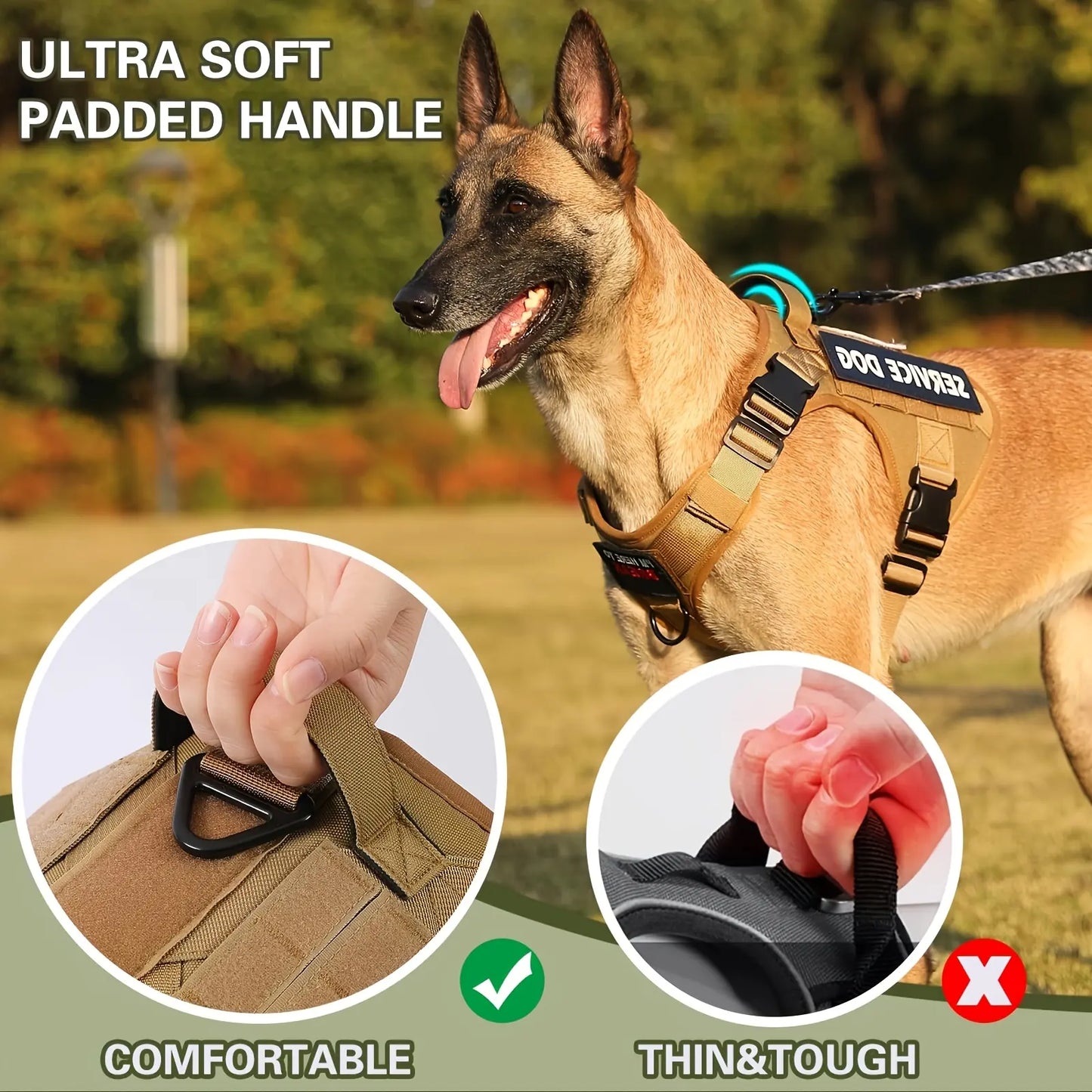 American Local Tactical Pet Boobs Service Dog Harness Vest Adjustable Reflective Dog Harness Metal Buckle Hiking Training