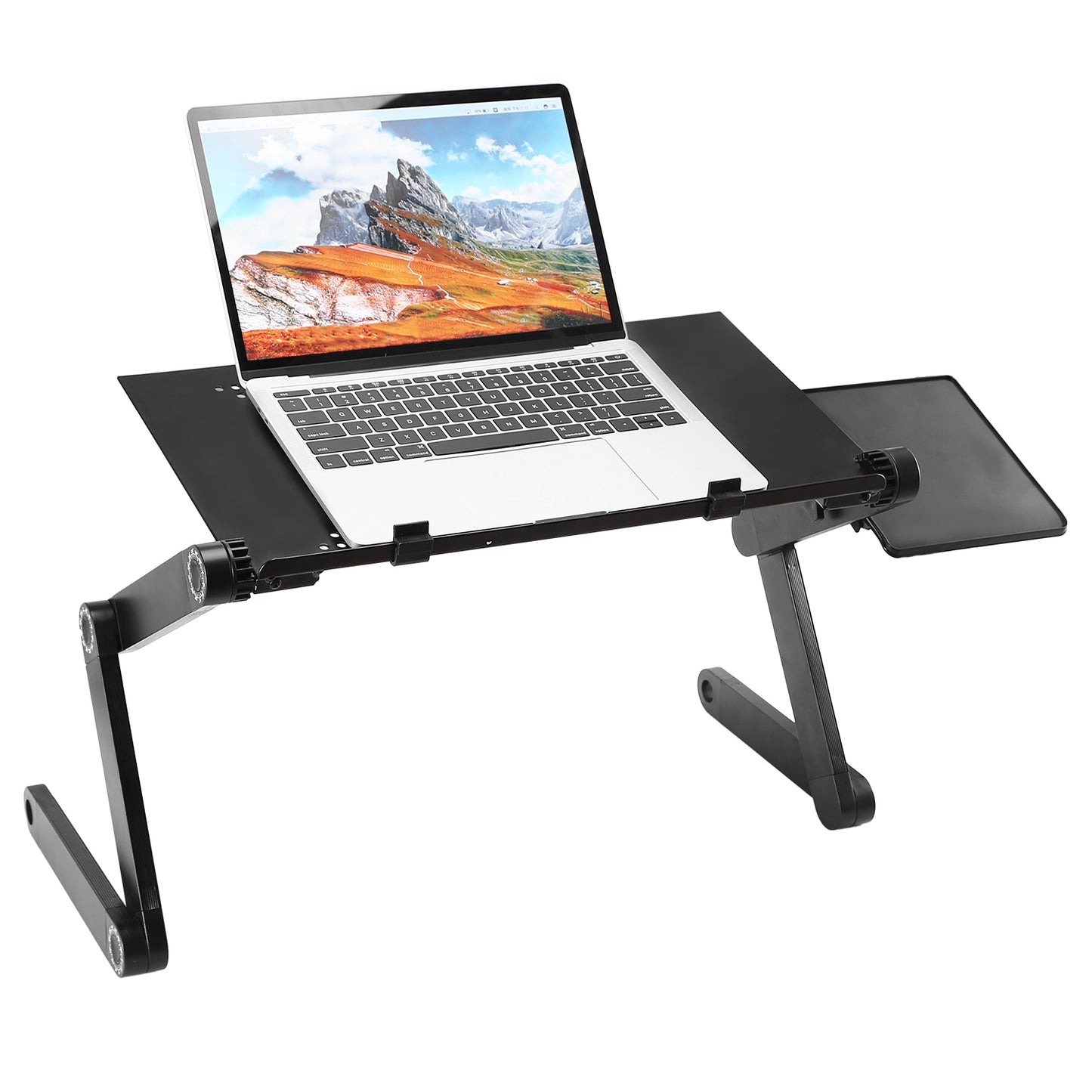 1Pc Foldable Laptop Table Bed Notebook Desk With Mouse Board Aluminum Alloy Breakfast Snacking Tray For Home Office Travel Use