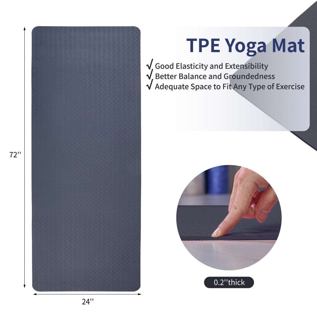 Yoga Mat, Exercise Yoga Mat With Non-Slip Design, Professional TPE Exericise Mat, 72  X 24  Multi-Purpose Workout Mat For Women, Pilates Fitness And Floor Exercises