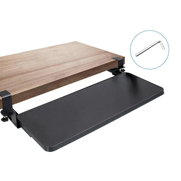 25.59x9.64x0.51in Keyboard Mouse Tray Under Desk Retractable Slide Out Drawer Height Adjustable With C Clamp 55LBS Load