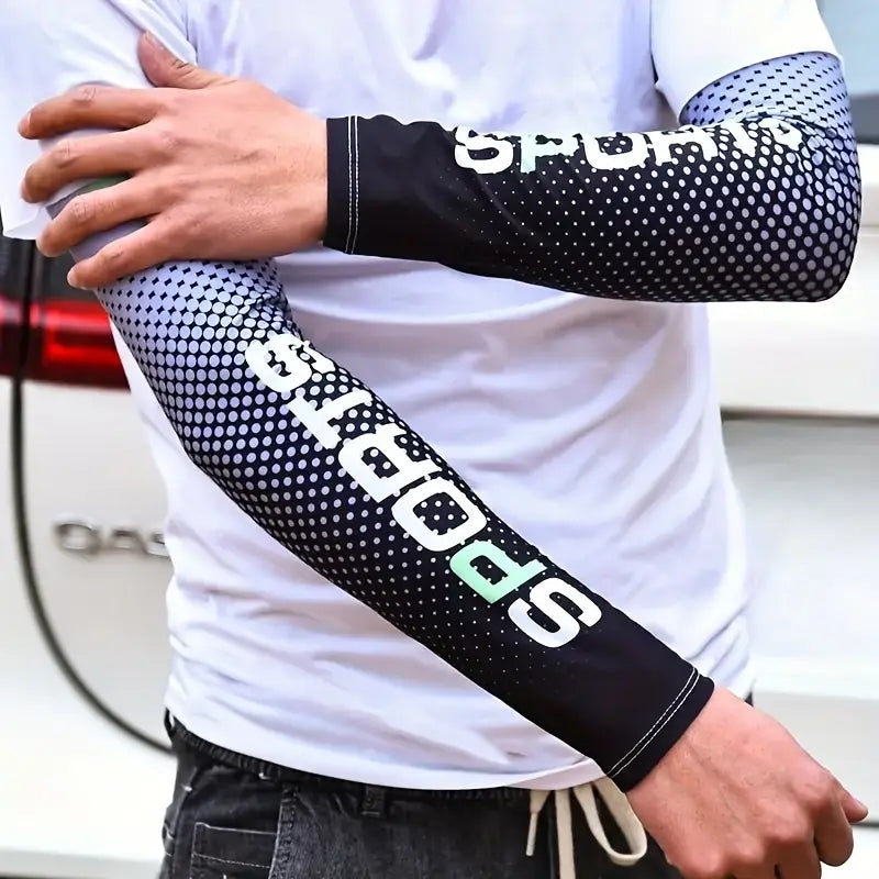 UV Resistant Ice Silk Cooling Set - 1 Pair Arm Sleeves 1 Face Mask Scarf,  Sun Protection For Running, Cycling, Outdoor Sports