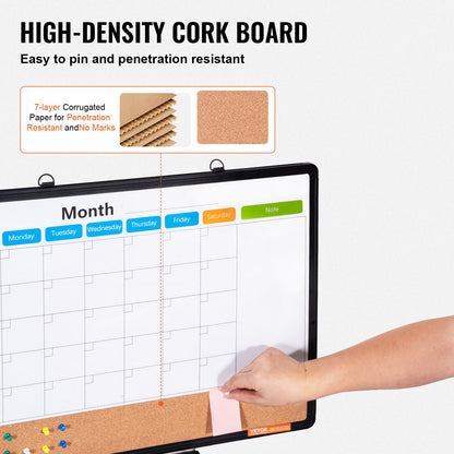 Cork Board For Walls, Double-Sided Cork 24' X 18' Bulletin Board Vision Board, Push Pin Board With Framed For Office Home And School