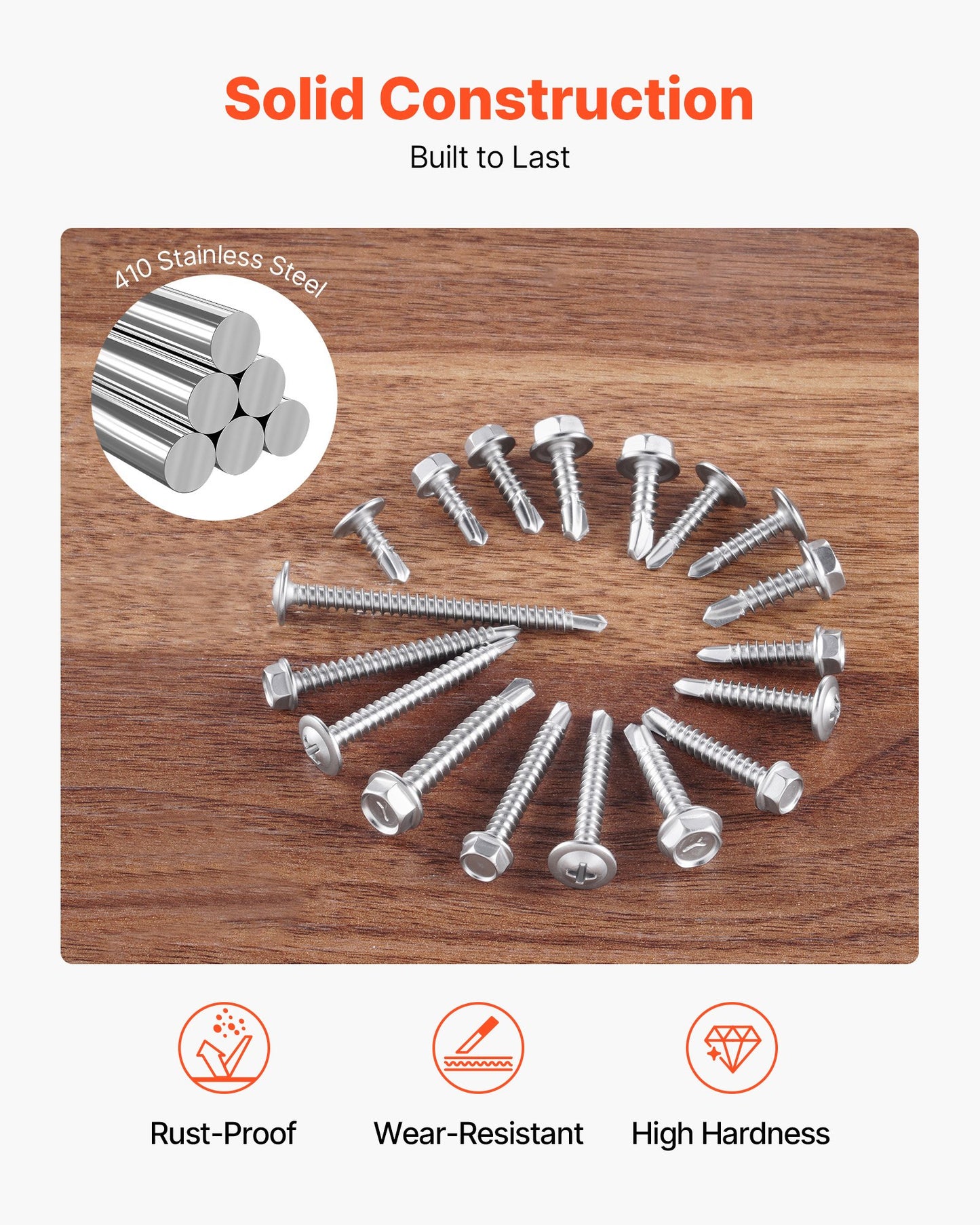 420 Pc Self Drilling Screw Assortment Set #8 #10 Hex/Phillips Head 1/2 To 2 Inch