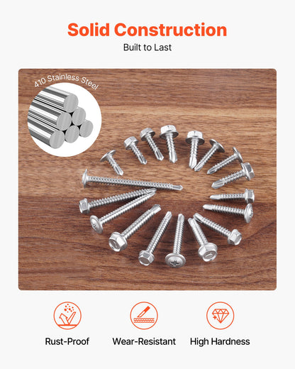 420 Pc Self Drilling Screw Assortment Set #8 #10 Hex/Phillips Head 1/2 To 2 Inch