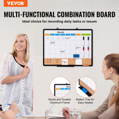 Cork Board For Walls, Double-Sided Cork 24' X 18' Bulletin Board Vision Board, Push Pin Board With Framed For Office Home And School