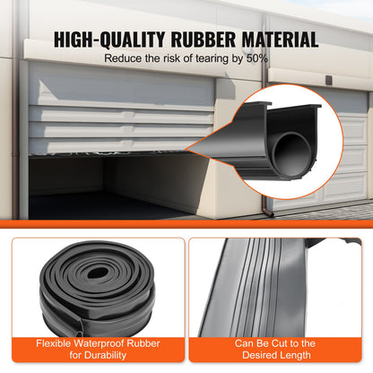 Garage Door Seals Bottom Rubber, U Shape +O Ring Garage Door Weather Stripping, Universal Weatherproof Threshold Buffering Sealing Rubber , 5/16 Inch T-ends And 3 3/4 Inch Width (10 Ft, Black)