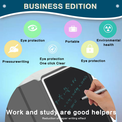 Eye-Friendly Blue-Light Free LCD Writing Tablet, Flip Case Stand Design, One-Clear Erase Portable Paperless Board For Kids Learning & Office Draft