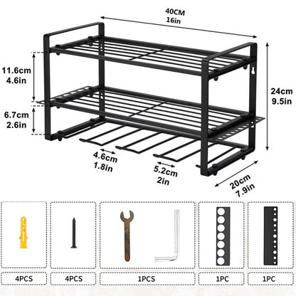 Power Tool Storage Electric Drill Rack Wall Mount Workshop Garage Tool Organizer