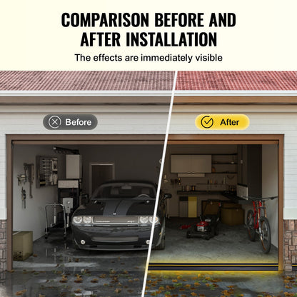 Garage Door Threshold Seal Strip, 10 FT Universal Garage Door Floor Seal Strip With Adhesive, Garage Door Bottom Weatherproof Strip, Upgraded Thick PVC DIY Weather Stripping Replacement, Black