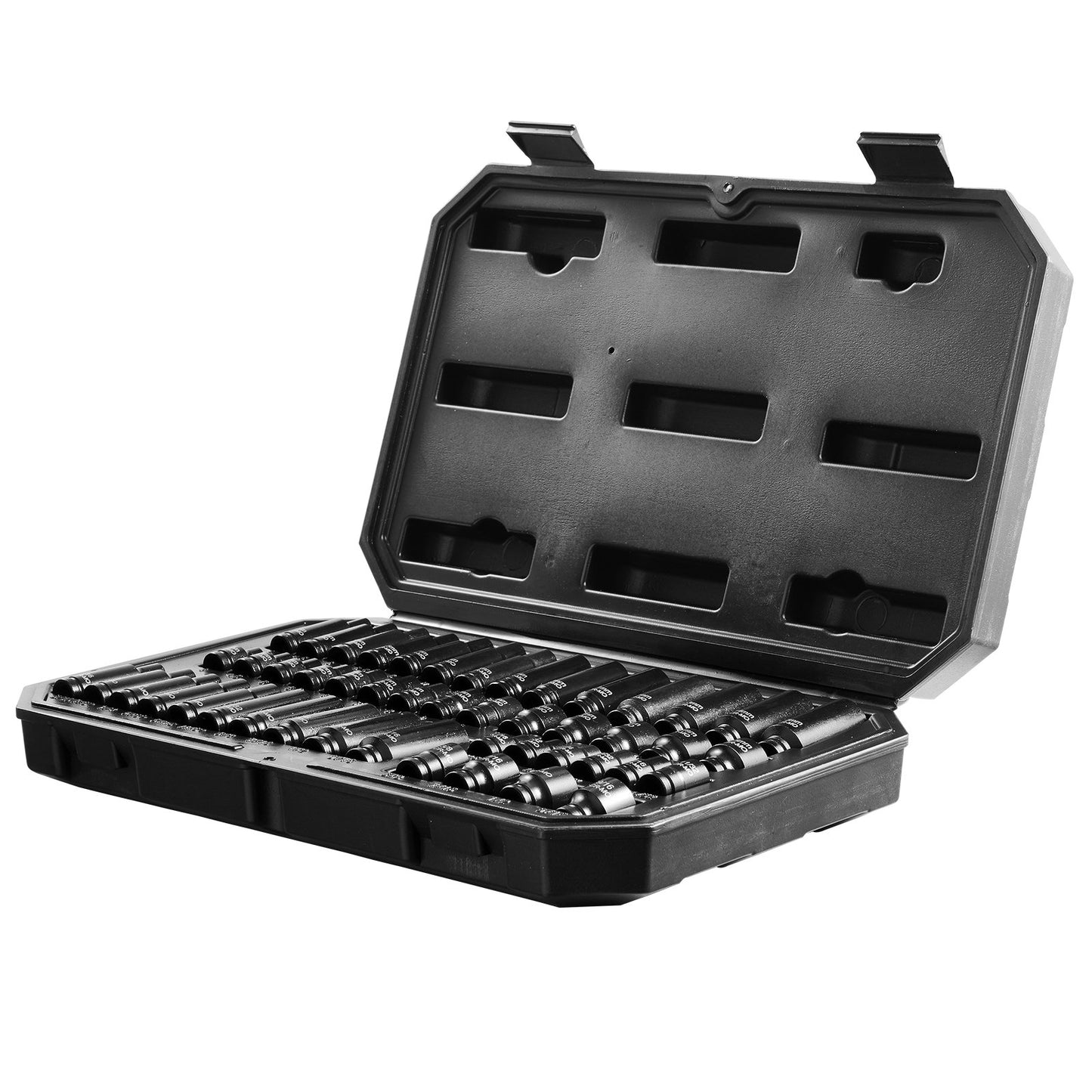 Drive Impact Socket Set, 48 Piece Deep & Shallow Socket Set , 6 Point Cr-Mo Alloy Steel For Auto Repair, Easy-to-Read Size Markings, Storage Case