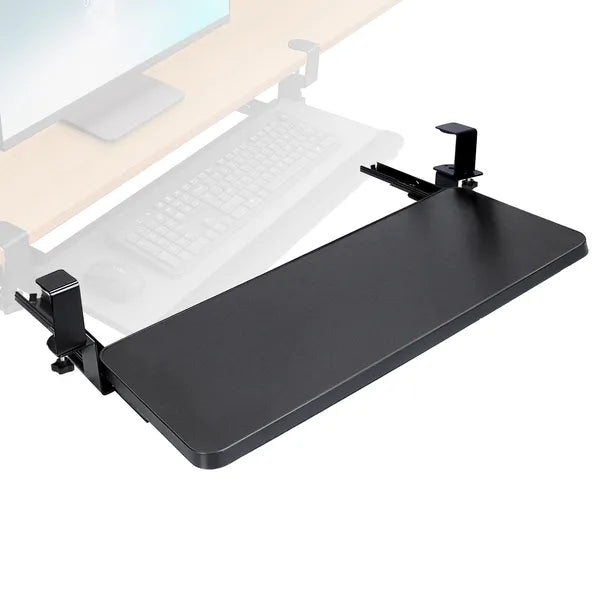 25.59x9.64x0.51in Keyboard Mouse Tray Under Desk Retractable Slide Out Drawer Height Adjustable With C Clamp 55LBS Load