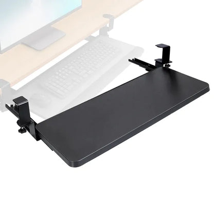 25.59x9.64x0.51in Keyboard Mouse Tray Under Desk Retractable Slide Out Drawer Height Adjustable With C Clamp 55LBS Load