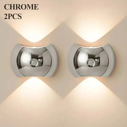 LED Modern Indoor Wall Light With Motion Sensor 3 Color Modes 2700K/4500K/6500K USB Rechargeable Magnetic Portable Wall Sconce For Living Room Bedroom 2 Packs