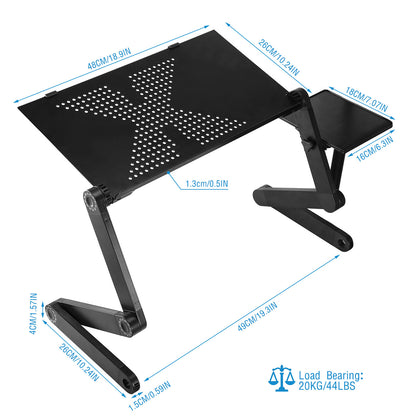1Pc Foldable Laptop Table Bed Notebook Desk With Mouse Board Aluminum Alloy Breakfast Snacking Tray For Home Office Travel Use