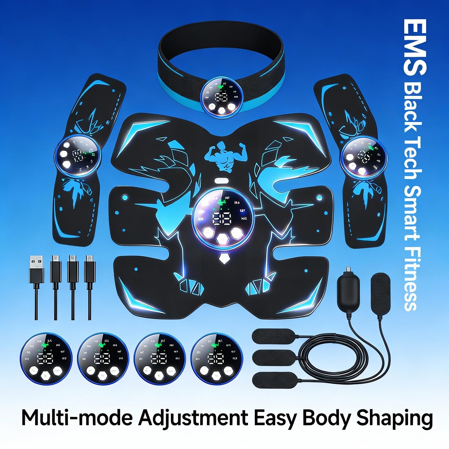 EMS Abdominal Muscle Toning Trainer ABS Stimulator AB Hip Arm Toner Fitness Belt