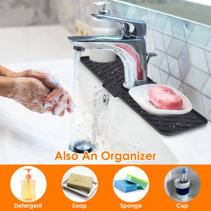 Black-Grey Color Options -- 1Pc Silicone Faucet Mat Kitchen Sink Splash Guard Drain Mat Drying Pad Kitchen Mat Bathroom Drip Catcher