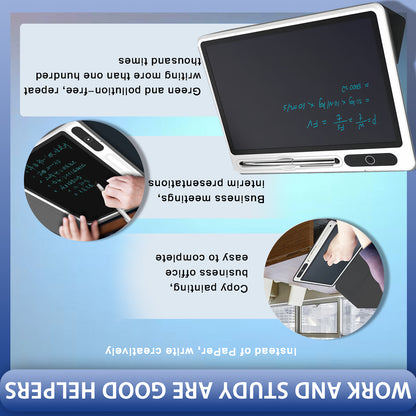 Eye-Friendly Blue-Light Free LCD Writing Tablet, Flip Case Stand Design, One-Clear Erase Portable Paperless Board For Kids Learning & Office Draft