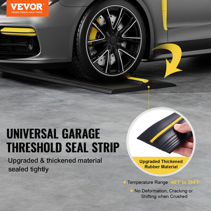 Garage Door Threshold Seal Strip, 10 FT Universal Garage Door Floor Seal Strip With Adhesive, Garage Door Bottom Weatherproof Strip, Upgraded Thick PVC DIY Weather Stripping Replacement, Black