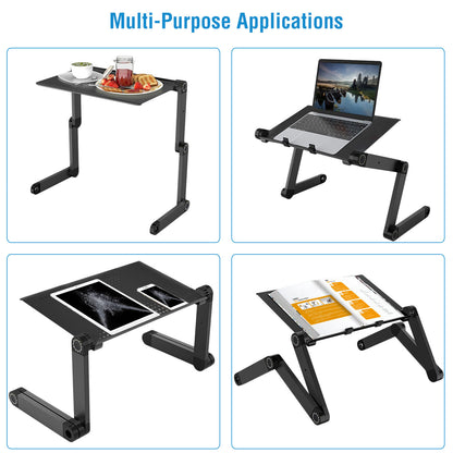 1Pc Foldable Laptop Table Bed Notebook Desk With Mouse Board Aluminum Alloy Breakfast Snacking Tray For Home Office Travel Use
