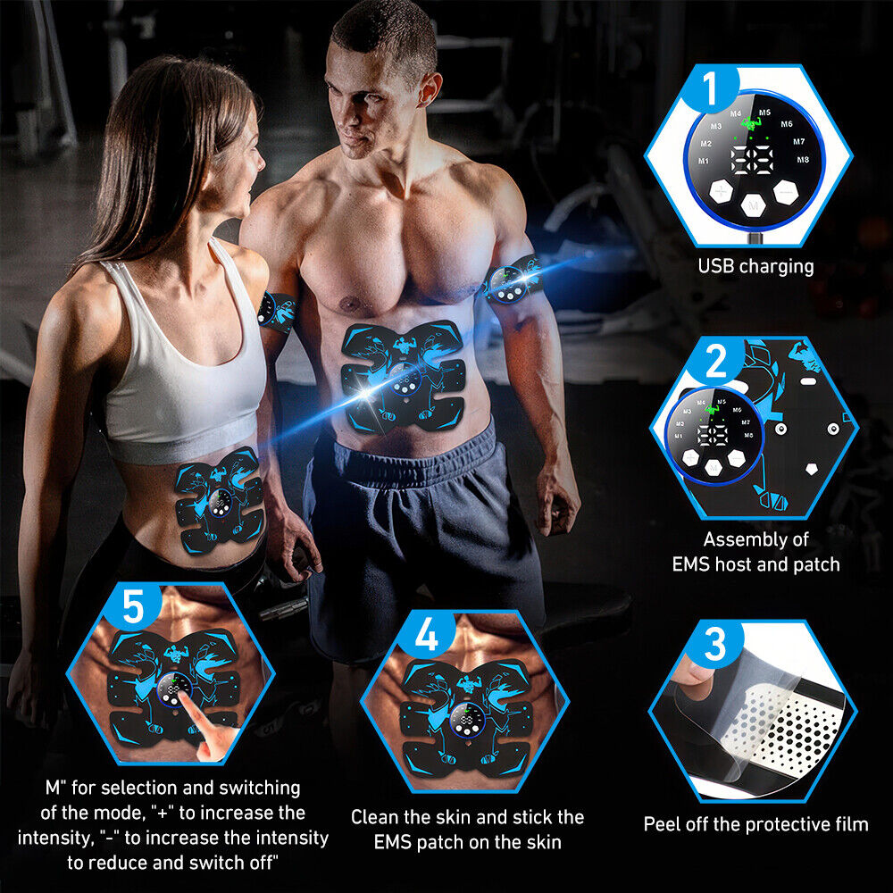 EMS Abdominal Muscle Toning Trainer ABS Stimulator AB Hip Arm Toner Fitness Belt