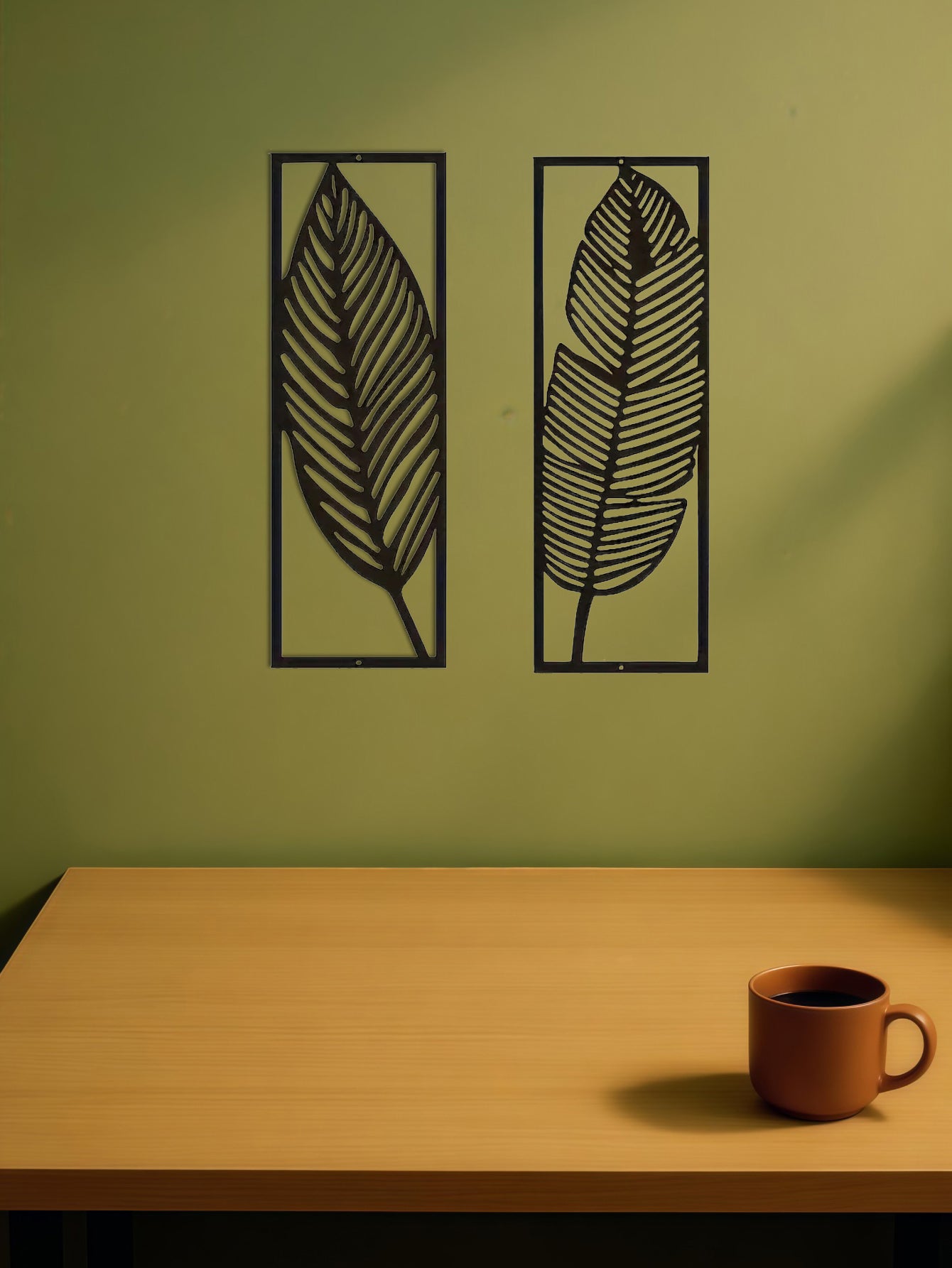 2-Pack Handmade Iron Leaf Wall Art - Rustic Nature-Inspired Home Decor